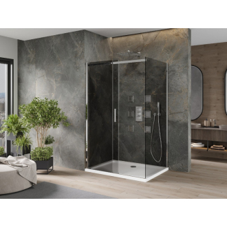 Mexen Omega výsuvná sprchová kabína 120 x 90 cm, grafit, chróm + plochá sprchová vanička, biela - 825-120-090-01-40-4010