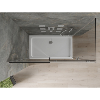 Mexen Omega výsuvná sprchová kabína 130 x 70 cm, grafit, chróm + plochá sprchová vanička, biela - 825-130-070-01-40-4010