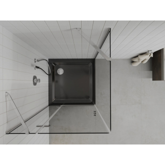 Mexen Roma sklopná sprchová kabína 90 x 90 cm, transparentná, chróm + plochá sprchová vanička, čierna - 854-090-090-01-00-4070