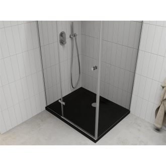 Mexen Roma sprchová kabína sklopná 100 x 90 cm, transparentná, chróm + plochá sprchová vanička, čierna - 854-100-090-01-00-4070