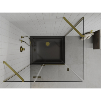Mexen Roma sklopná sprchová kabína 120 x 80 cm, priehľadná, zlatá + plochá sprchová vanička, čierna - 854-120-080-50-00-4070G