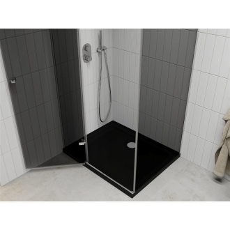 Mexen Roma sklopná sprchová kabína 100 x 90 cm, grafit, chróm + plochá sprchová vanička, čierna - 854-100-090-01-40-4070