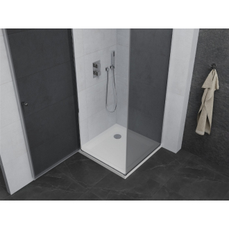 Mexen Pretoria sklopná sprchová kabína 90 x 90 cm, grafit, chróm + plochá sprchová vanička - 852-090-090-01-40-4010