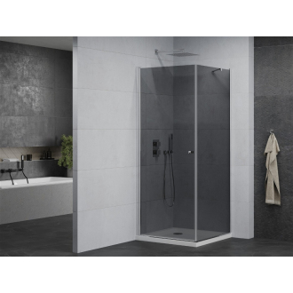 Mexen Pretoria sklopná sprchová kabína 90 x 90 cm, grafit, chróm + plochá sprchová vanička - 852-090-090-01-40-4010