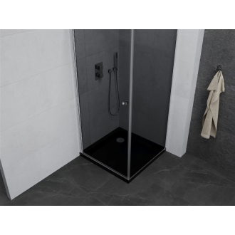 Mexen Pretoria sklopná sprchová kabína 90 x 90 cm, grafit, chróm + plochá sprchová vanička, čierna - 852-090-090-01-40-4070