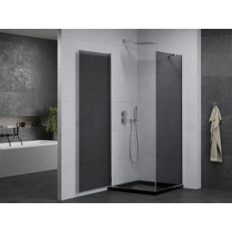 Mexen Pretoria sklopná sprchová kabína 90 x 90 cm, grafit, chróm + plochá sprchová vanička, čierna - 852-090-090-01-40-4070