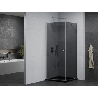 Mexen Pretoria sklopná sprchová kabína 90 x 90 cm, grafit, chróm + plochá sprchová vanička, čierna - 852-090-090-01-40-4070