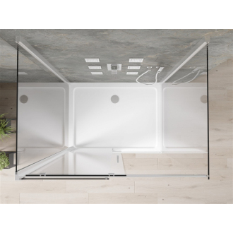 Mexen Omega 3-stenný, výsuvný sprchovací kút 110 x 90 cm, transparentný, chróm + Sprchová vanička plochá - 825-110-090-01-00-3s-4010