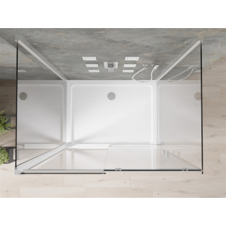 Mexen Omega 3-stenný, výsuvný sprchovací kút 110 x 100 cm, transparentný, chróm + Sprchová vanička plochá - 825-110-100-01-00-3s-4010