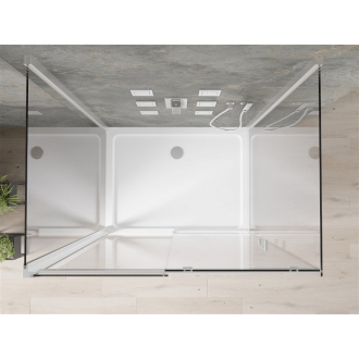 Mexen Omega 3-stenný, výsuvný sprchovací kút 130 x 80 cm, transparentný, chróm + Sprchová vanička plochá - 825-130-080-01-00-3s-4010