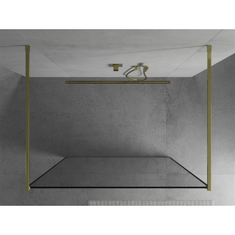 Mexen Kyoto voľne stojaca sprchová stena 100 x 200 cm, transparent/čierny vzor 8 mm, zlatá- 800-100-002-50-70