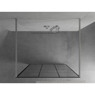 Mexen Kyoto voľne stojaca sprchová stena 100 x 200 cm, transparent/čierny vzor 8 mm, chróm - 800-100-002-01-77