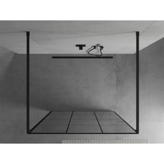 Mexen Kyoto voľne stojaca sprchová stena 100 x 200 cm, transparent/čierny vzor 8 mm, čierna - 800-100-002-70-77
