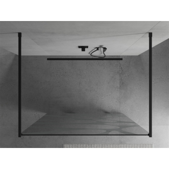 Mexen Kyoto voľne stojaca sprchová stena 100 x 200 cm, transparent/biely vzor 8 mm, čierna - 800-100-002-70-97