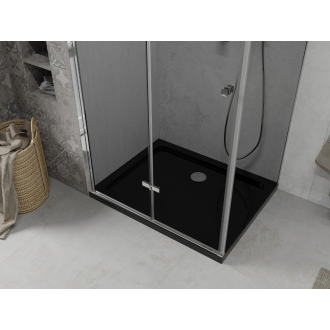 Mexen Lima skladací sprchovací kút 100 x 80 cm, grafit, chróm + plochá sprchová vanička, čierna - 856-100-080-01-40-4070