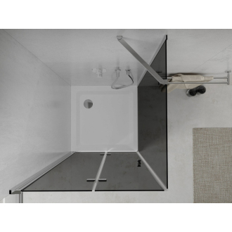 Mexen Lima skladací sprchovací kút 100 x 100 cm, grafit, chróm + plochá sprchová vanička, biela - 856-100-100-01-40-4010