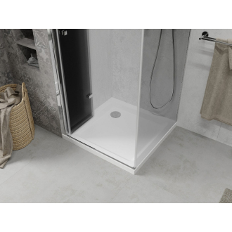 Mexen Lima skladací sprchovací kút 100 x 100 cm, grafit, chróm + plochá sprchová vanička, biela - 856-100-100-01-40-4010