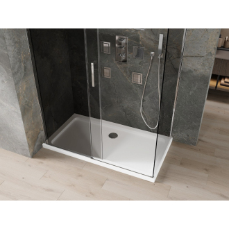 Mexen Omega výsuvná sprchová kabína 140 x 80 cm, grafit, chróm + plochá sprchová vanička, biela - 825-140-080-01-40-4010