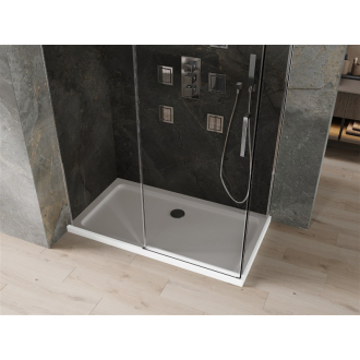 Mexen Omega výsuvná sprchová kabína 140 x 80 cm, grafit, chróm + plochá sprchová vanička, biela - 825-140-080-01-40-4010