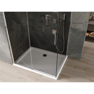 Mexen Omega výsuvná sprchová kabína 140 x 100 cm, grafit, chróm + plochá sprchová vanička, biela - 825-140-100-01-40-4010