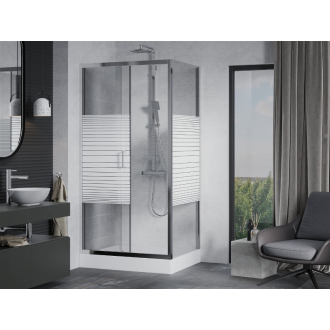 Mexen Apia výsuvná sprchová kabína 120 x 90 cm, pásy, chróm + sprchová vanička Rio - 840-120-090-01-20-4510