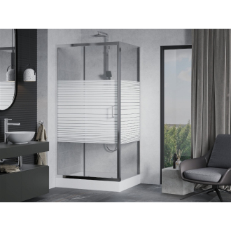 Mexen Apia výsuvná sprchová kabína 120 x 90 cm, pásy, chróm + sprchová vanička Rio - 840-120-090-01-20-4510