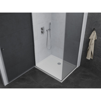 Mexen Pretoria sklopná sprchová kabína 90 x 80 cm, grafit, chróm + plochá sprchová vanička - 852-090-080-01-40-4010