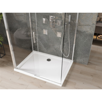 Mexen Omega 3-stenný, výsuvný sprchovací kút 100 x 90 cm, transparentný, chróm + Sprchová vanička plochá - 825-100-090-01-00-3s-4010