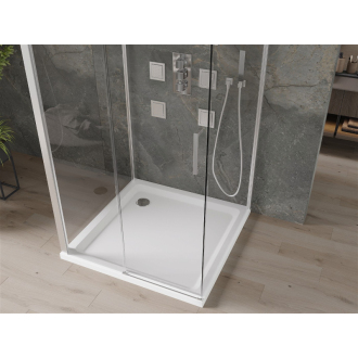 Mexen Omega 3-stenný, výsuvný sprchovací kút 100 x 100 cm, transparentný, chróm + Sprchová vanička plochá - 825-100-100-01-00-3s-4010