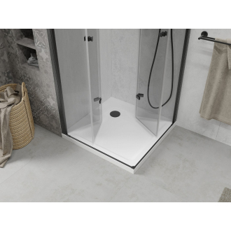 Mexen Lima Duo skladací sprchovací kút 80 x 70 cm, transparentná, čierna + plochá sprchová vanička - 856-080-070-70-02-4010B