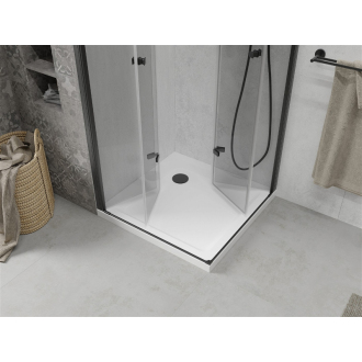 Mexen Lima Duo skladací sprchovací kút 80 x 80 cm, transparentný, čierna + plochá sprchová vanička - 856-080-080-70-02-4010B
