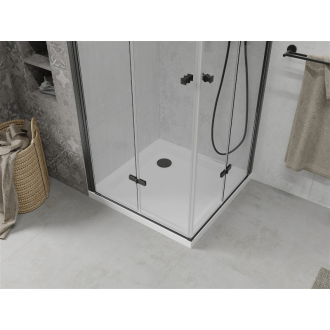 Mexen Lima Duo skladací sprchovací kút 80 x 80 cm, transparentný, čierna + plochá sprchová vanička - 856-080-080-70-02-4010B