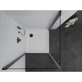 Mexen Pretoria Duo vyklápacia sprchová kabína 90 x 90 cm, priehľadná, čierna + plochá sprchová vanička - 852-090-090-70-02-4010B