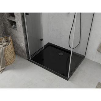Mexen Lima skladací sprchovací kút 80 x 100 cm, transparentný, čierna + plochá sprchová vanička, čierna - 856-080-100-70-00-4070B