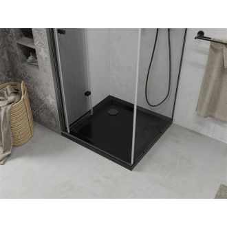 Mexen Lima skladací sprchovací kút 90 x 90 cm, transparentný, čierna + plochá sprchová vanička, čierna - 856-090-090-70-00-4070B