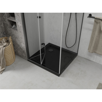 Mexen Lima skladací sprchovací kút 90 x 90 cm, transparentný, čierna + plochá sprchová vanička, čierna - 856-090-090-70-00-4070B
