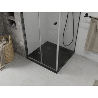 Mexen Lima skladací sprchovací kút 90 x 90 cm, transparentný, čierna + plochá sprchová vanička, čierna - 856-090-090-70-00-4070B