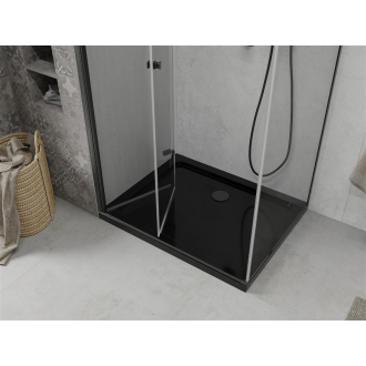 Mexen Lima skladací sprchovací kút 90 x 100 cm, transparentný, čierna + plochá sprchová vanička, čierna - 856-090-100-70-00-4070B