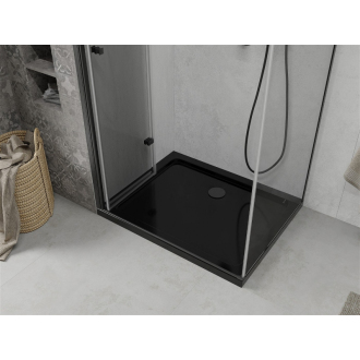 Mexen Lima skladací sprchovací kút 100 x 80 cm, transparentný, čierna + plochá sprchová vanička, čierna - 856-100-080-70-00-4070B