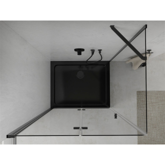 Mexen Lima skladací sprchovací kút 100 x 90 cm, transparentný, čierna + plochá sprchová vanička, čierna - 856-100-090-70-00-4070B