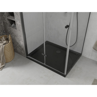 Mexen Lima skladací sprchovací kút 100 x 90 cm, transparentný, čierna + plochá sprchová vanička, čierna - 856-100-090-70-00-4070B