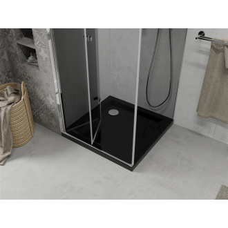 Mexen Lima skladací sprchovací kút 80 x 80 cm, grafit, chróm + plochá sprchová vanička, čierna - 856-080-080-01-40-4070
