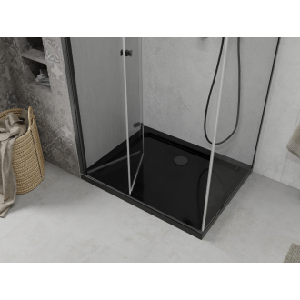 Mexen Lima skladací sprchovací kút 90 x 120 cm, transparentný, čierna + plochá sprchová vanička, čierna - 856-090-120-70-00-4070B