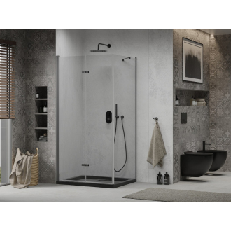 Mexen Lima skladací sprchovací kút 90 x 120 cm, transparentný, čierna + plochá sprchová vanička, čierna - 856-090-120-70-00-4070B