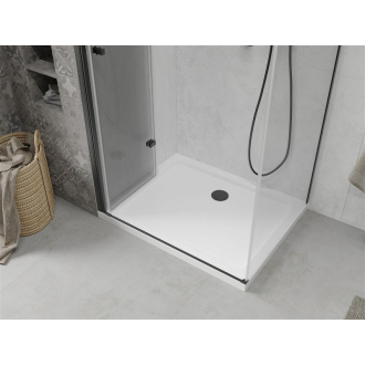 Mexen Lima skladací sprchovací kút 80 x 90 cm, transparentný, čierna + plochá sprchová vanička, biela - 856-080-090-70-00-4010B