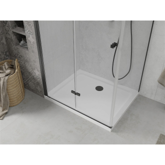 Mexen Lima skladací sprchovací kút 80 x 110 cm, transparentný, čierna + plochá sprchová vanička, biela - 856-080-110-70-00-4010B