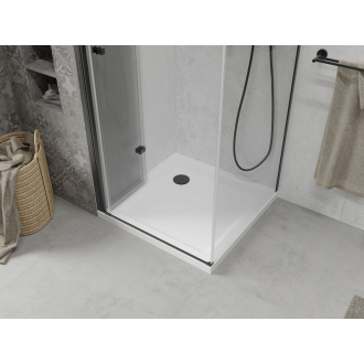 Mexen Lima skladací sprchovací kút 90 x 90 cm, transparentný, čierna + plochá sprchová vanička, biela - 856-090-090-70-00-4010B