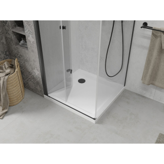 Mexen Lima skladací sprchovací kút 90 x 90 cm, transparentný, čierna + plochá sprchová vanička, biela - 856-090-090-70-00-4010B