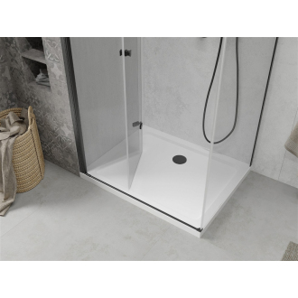 Mexen Lima skladací sprchovací kút 90 x 110 cm, transparentný, čierna + plochá sprchová vanička, biela - 856-090-110-70-00-4010B