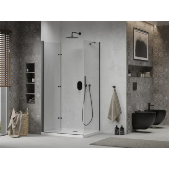 Mexen Lima skladací sprchovací kút 120 x 70 cm, transparentný, čierna + plochá sprchová vanička, biela - 856-120-070-70-00-4010B